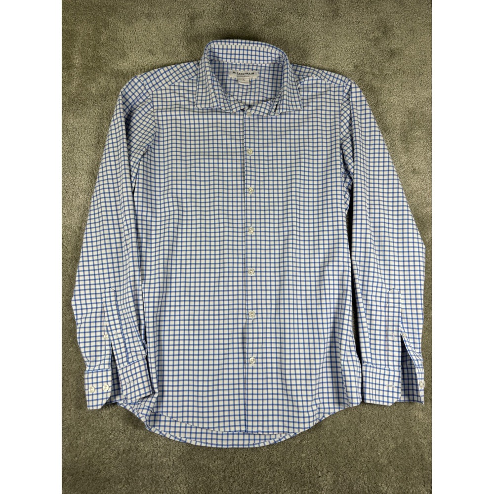 Mizzen + Main Performance Trim Fit Check Button Down Shirt Blue Orange M